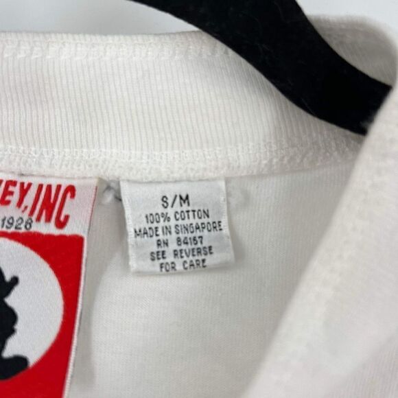 Vintage Disney Mickey Inc Mickey Mouse Short Sleeve Henley Shirt White Size S/M - Picture 6 of 8